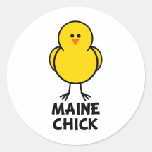 Maine Chick Round Sticker
