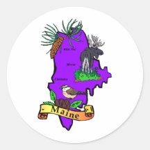 Maine Round Stickers