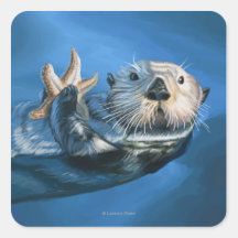 MaineSea Otter Scene Square Sticker