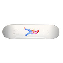 Male acoustic guitar player pink shirt  jeans skate boards