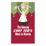 Male chef pantaloons giant fork cooking cards business cards