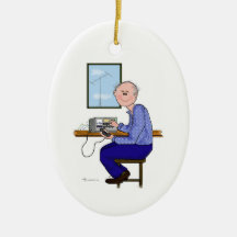 Male Ham -Balding Grey Christmas Ornament