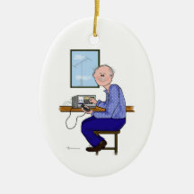 Male Ham -Balding w Moustache Christmas Ornament