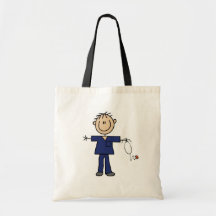 Male Stick Figure Nurse Medium Skin Canvas Bag