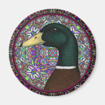 Mallard Drake Mosaic Circle Magnets