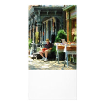 Man Reading by Book Stall Personalized Photo Card