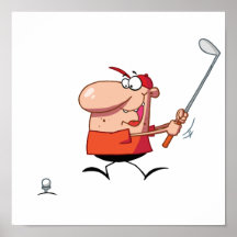 Man-swings-golf-club Print