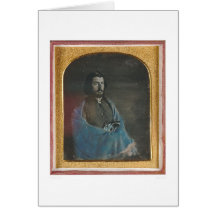 Man with blue cloak and revolver (40455) greeting cards