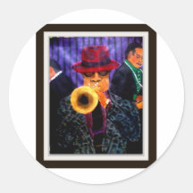 Man With The Golden Horn Round Stickers