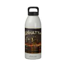Manhattan Night Skyline Drinking Bottles