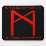 Mannaz Rune red Mousepad