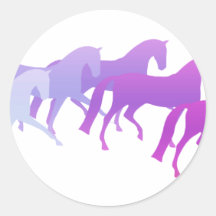 Many Horses (purples) Round Stickers