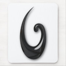 Maori-Fish Hook-obsidian Mouse Pad
