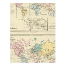 Map in colour of The World Post Card