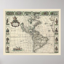 Map of America by Frederick de Wit 1660 Posters