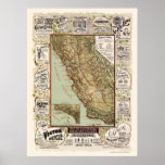 Map of California Bicycle Roads - 1895 Print