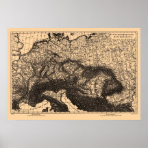 Map of Central Europe, circa 1890 - 1907 Print