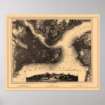 Map of Constantiople Istanbul, circa 1890 - 1907 Print