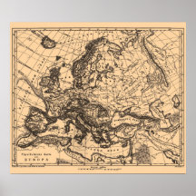 Map of Europe, circa 1890 - 1907 Print