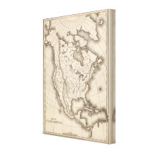 Map of North America 2 Stretched Canvas Print
