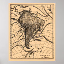 Map of South America, circa 1890 - 1907 Print
