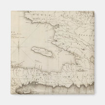 Map Of the French Part Of St Domingo Fridge Magnets