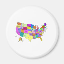 Map of the United States Refrigerator Magnets