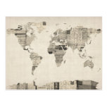 Map of the World Map from Old Postcards