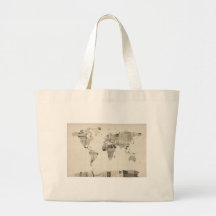 Map of the World Map from Old Postcards Bag