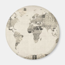 Map of the World Map from Old Postcards Magnets