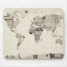 Map of the World Map from Old Postcards Mouse Pad