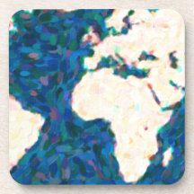 maps pointilism World Map 2 Beverage Coaster