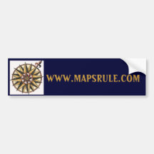 Mapsrule.com with Compass Rose Bumper Stickers