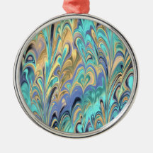 marbled paper pattern christmas tree ornament