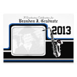 Marching Band Saxophone Graduation Photo Blue invitations