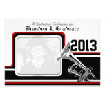 Marching Band Trumpet Graduation Photo Red invitations