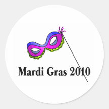 Mardi Gras 2010 Mask Round Sticker