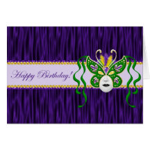 Mardi Gras Birthday Card