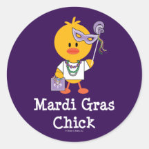 Mardi Gras Chick Stickers