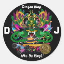 Mardi Gras D. J. Dragon King View Hints please Round Sticker