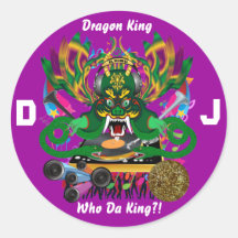 Mardi Gras D. J. Dragon King View Hints please Round Stickers