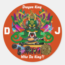 Mardi Gras D. J. Dragon King View Hints please Round Sticker