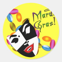 Mardi Gras Mask Apparel and Gifts! Round Sticker