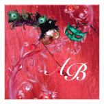 MARDI GRAS MASQUERADE ,MAGIC BERRIES MONOGRAM silk Custom Invite