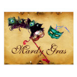 MARDI GRAS MASQUERADE parchment Post Card