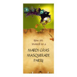 MARDI GRAS MASQUERADE PARTY, blue yellow Personalized Invitation