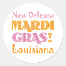 Mardi Gras New Orleans Pelican State Round Sticker