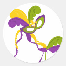 Mardi Gras Party Round Stickers