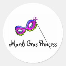 Mardi Gras Princess Mask Round Sticker