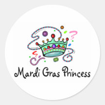 Mardi Gras Princess Round Sticker